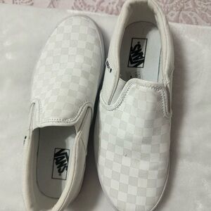Vans Kids White Checkerboard Slip-On Sneakers